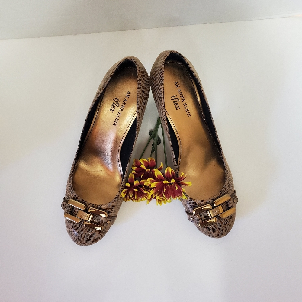 Anne Klein iflex "Fannon" Animal Print Fabric Pumps Block Heels, Size 7.5 - Picture 4 of 12
